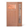 1/4 Lite 36 in. x 96 in. 3 Panel Universal/Reversible Craftsman 1-Lite Decorative Glass Mahogany Front Door Slab - #525