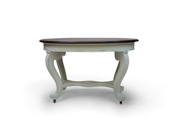Empire Oval Pedestal Table Dark Wood Top Light Base