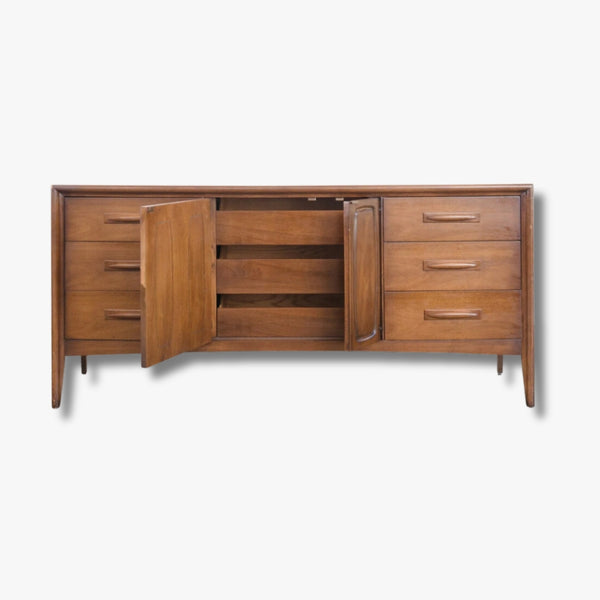 Mid-Century Modern Broyhill Emphasis Walnut Triple Dresser 6200-32- #527