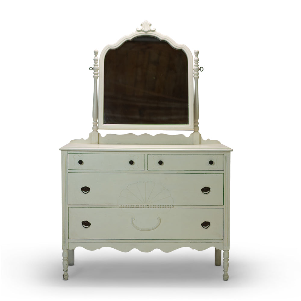 French Provincial Vintage Vanity Dresser with Mirror - #387
